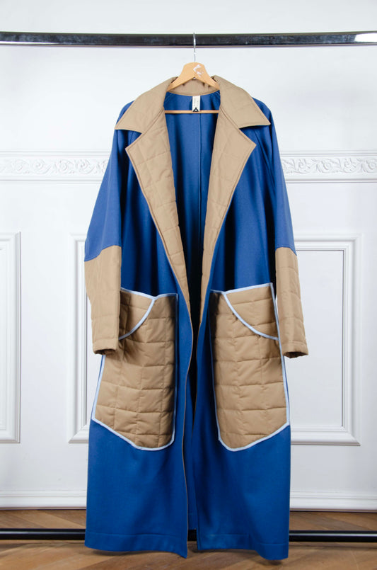 Blue Upcycled Wool Coat - L