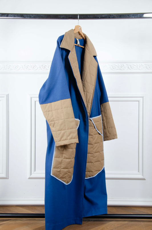 Blue Upcycled Wool Coat - L