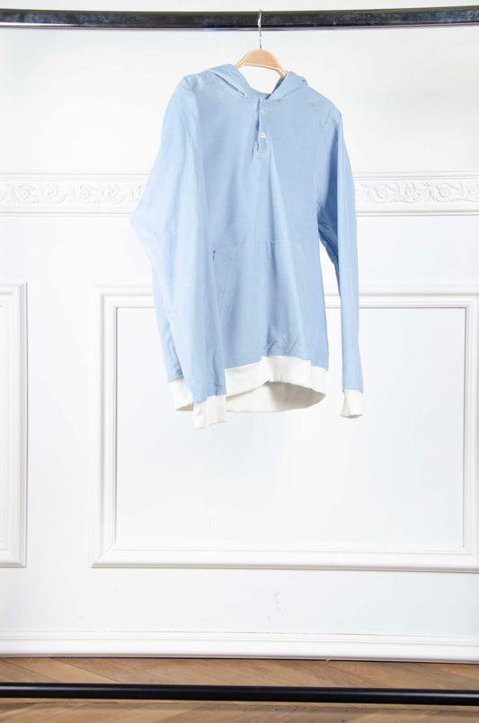 Light Blue Corduroy Hooded Pullover - M