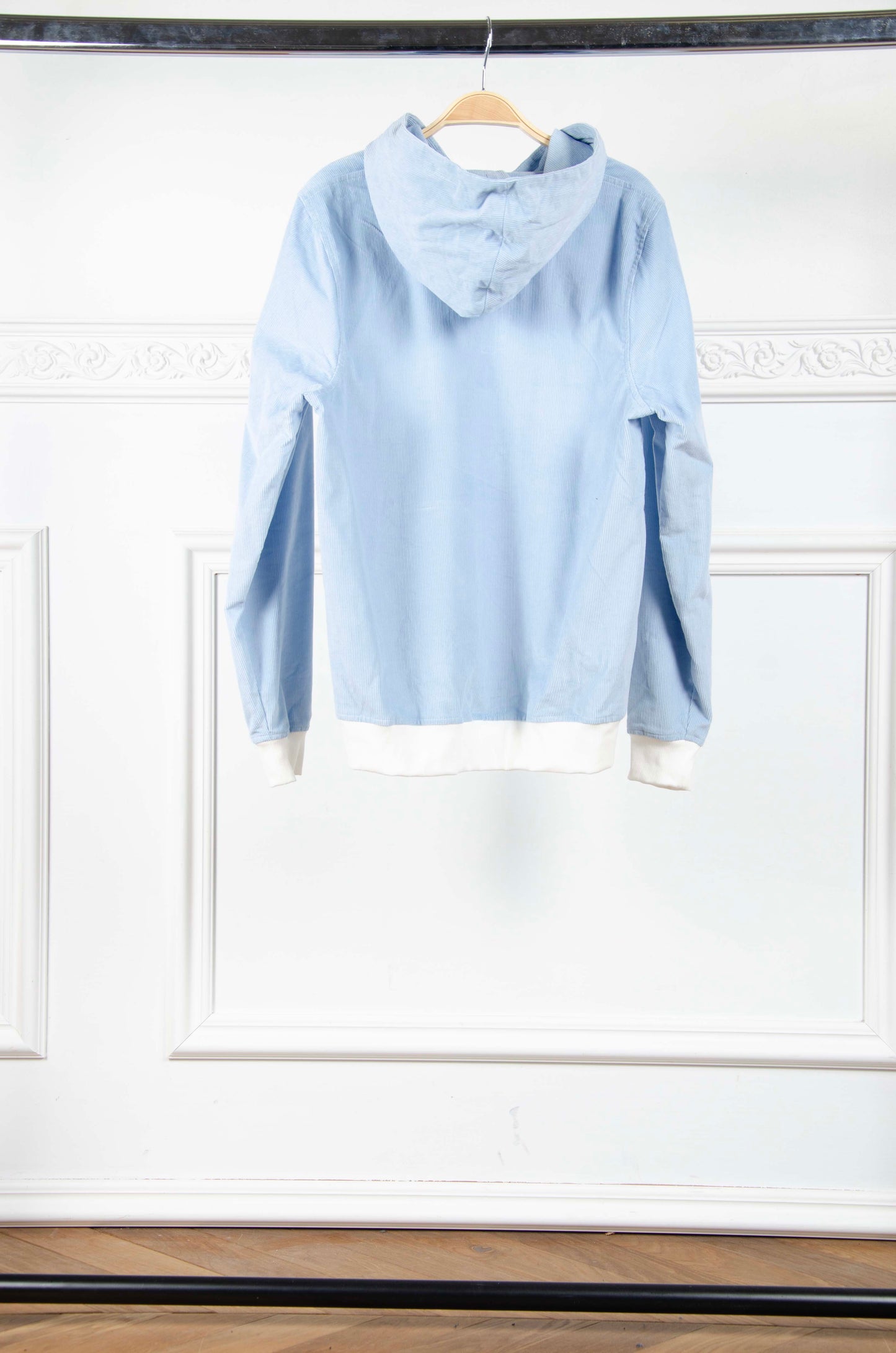 Light Blue Corduroy Hooded Pullover - M